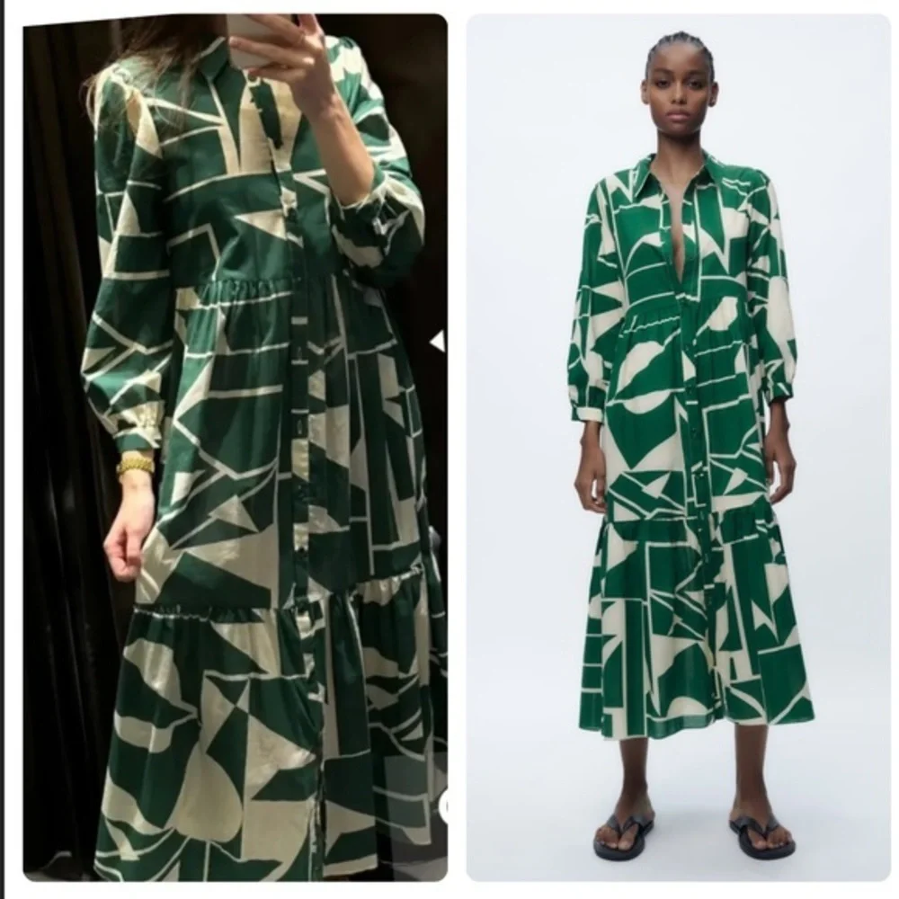Zara NWT long print dress green Zara NWT long print dress green